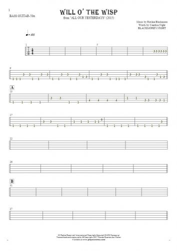 Will O' The Wisp - Tablature for bass guitar (5-str.)