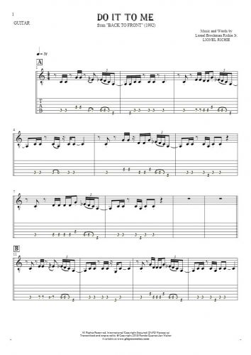 Do It To Me - Notes and tablature for guitar