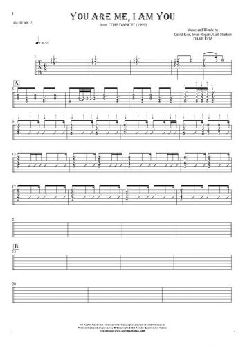 You Are Me, I Am You - Tablature (rhythm. values) for guitar - guitar 2 part