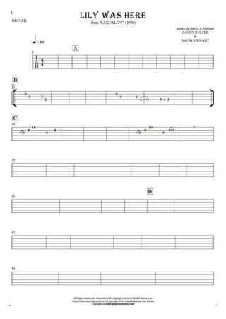 Lily Was Here - Tablature for guitar