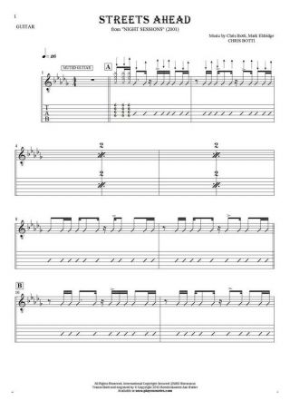 Streets Ahead - Notes and tablature for guitar