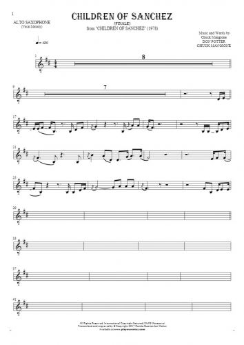 Children Of Sanchez - Finale - Notes for alto saxophone - melody line