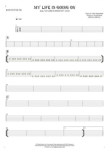 My Life Is Going On - Tablature for bass guitar (5-str.)