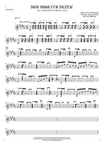 Dom dobrych drzew - Notes for guitar - guitar 2 part