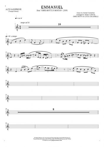 Emmanuel - Noten für Alt Saxophon - Trompete