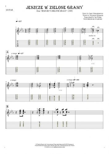 Jeszcze w zielone gramy - Notes and tablature for guitar