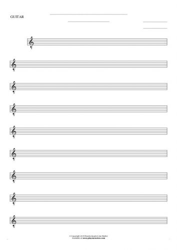 Free Blank Sheet Music - Notes for guitar