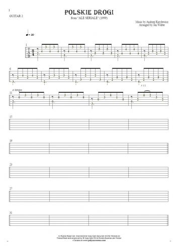 Polskie drogi - Tablature (rhythm values) for guitar - guitar 2 part