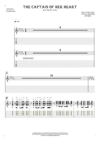 The Captain of Her Heart - Notes and tablature for guitar - guitar 1 and 2 part