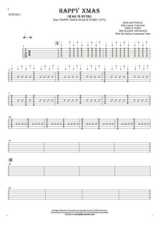 Happy Xmas (War Is Over) - Tablature for guitar - guitar 1 part