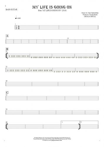 My Life Is Going On - Tablature for bass guitar