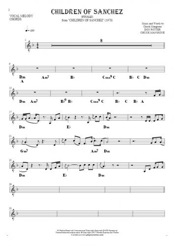 Children Of Sanchez - Finale - Notes and chords for solo voice with accompaniment
