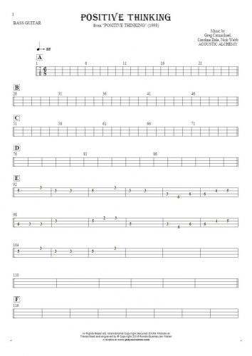 Positive Thinking - Tablature for bass guitar