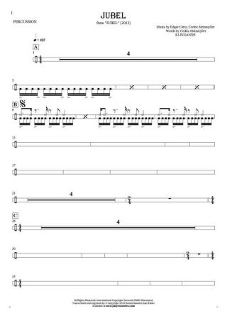 Jubel - Notes for percussion instruments