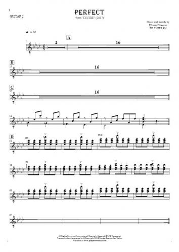 Perfect - Notes for guitar - guitar 2 part