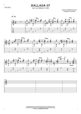 Ballada 07 - Notes and tablature for guitar - guitar 2 part