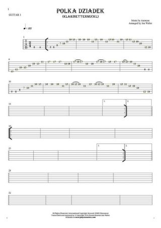 Polka Dziadek (Klarinettenmuckl) - Tabulatur für Gitarre - Gitarrestimme 1