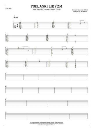 Podlaski liryzm (Ranczo) - Tablature (rhythm values) for guitar - guitar 2 part