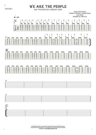 We Are the People - Tablature (rhythm values) for guitar - guitar 1 part
