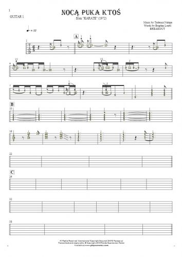 Somebody's Knocking At The Door At Nigh - Tablature (rhythm. values) for guitar - guitar 1 part