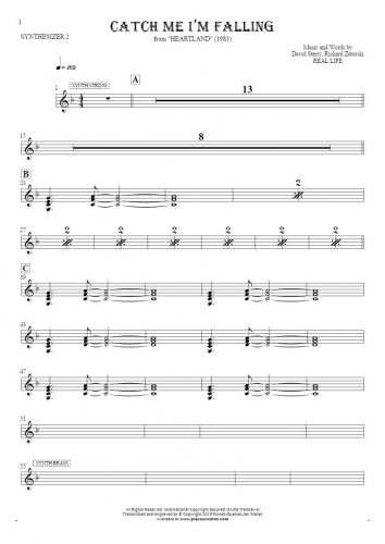 Catch Me I’m Falling - Notes for synthesizer - Synth Strings, Synth Brass
