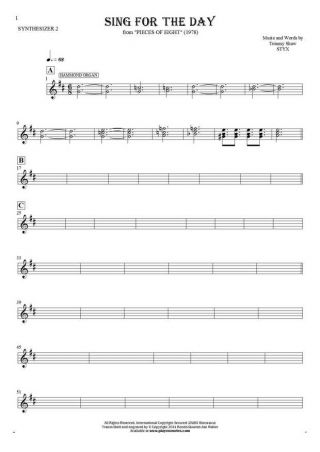 Sing for the Day - Noten für Synthesizer - Drawbar Organ