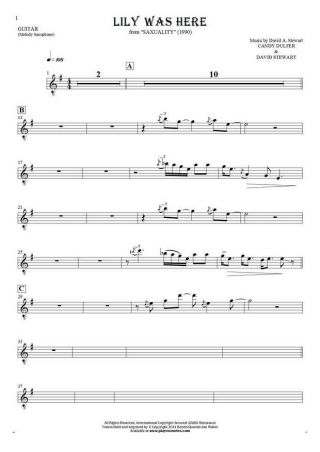 Lily Was Here - Notes for guitar - saxophone part