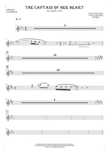 The Captain of Her Heart - Notes for soprano saxophone - saxophone part