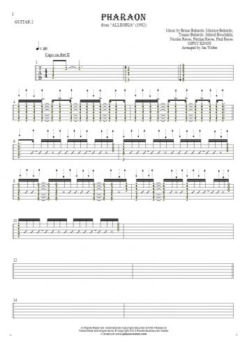 Pharaon - Tablature (rhythm values) for guitar - guitar 2 part