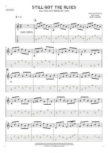 Still Got The Blues - Notes and tablature for guitar - guitar 2 part