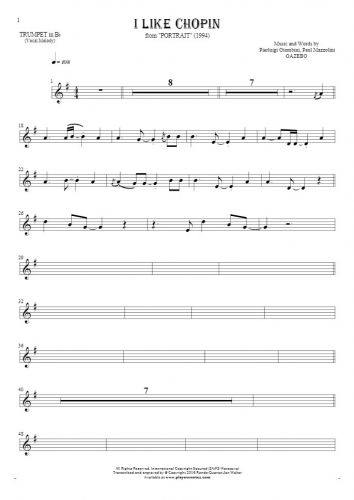 I Like Chopin - Notes for trumpet - melody line