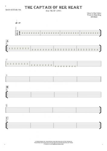 The Captain of Her Heart - Tablature for bass guitar (5-str.)