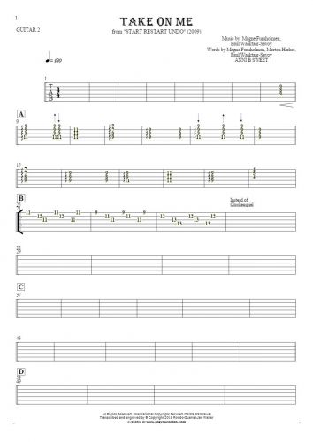 Take On Me - Tablature for guitar - guitar 2 part