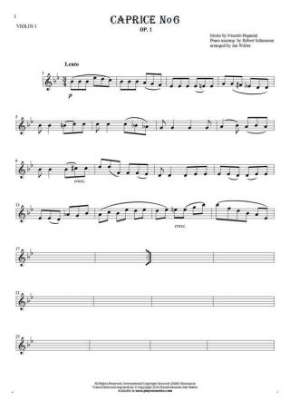 Caprice No 6 op.1 - Notes for violin - violin 1 part