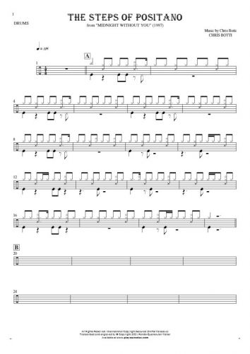 The Steps of Positano - Notes for drum kit