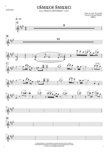Smile of Death - Notes for guitar - guitar 1 part