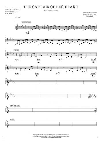 The Captain of Her Heart - Notes and chords for solo voice with accompaniment