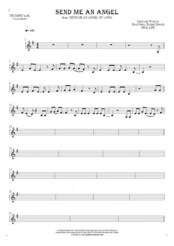 Send Me An Angel - Notes for trumpet - melody line
