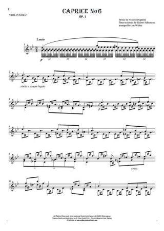 Caprice No 6 op.1 - Notes for violin - violin solo
