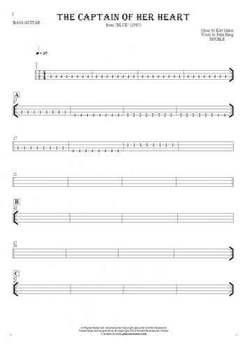 The Captain of Her Heart - Tablature for bass guitar