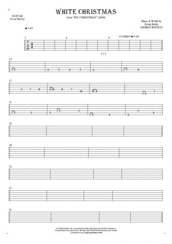 White Christmas - Tablature for guitar - melody line