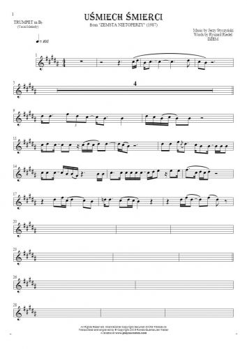 Smile of Death - Notes for trumpet - melody line