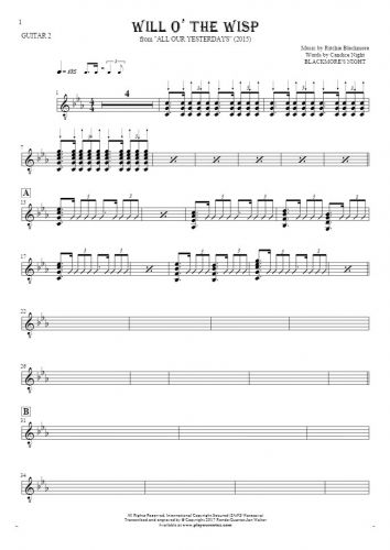 Will O' The Wisp - Notes for guitar - guitar 2 part