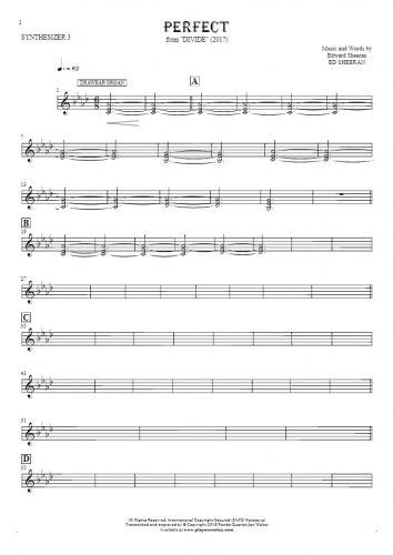 Perfect - Noten für Synthesizer - Drawbar Organ