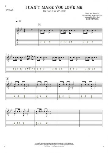 I Can't Make You Love Me - Notes and tablature for guitar