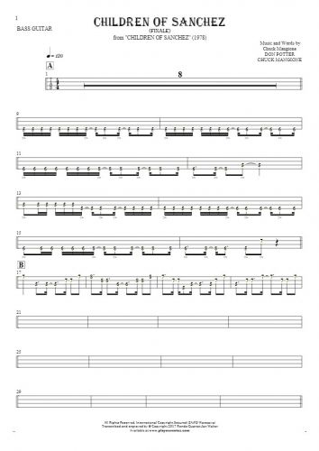 Children Of Sanchez - Finale - Tablature (rhythm. values) for bass guitar