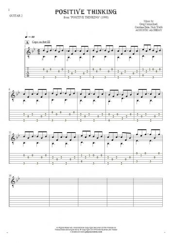 Positive Thinking - Notes and tablature for guitar - guitar 2 part