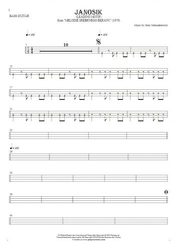 Janosik - Leading Motif - Tablature (rhythm. values) for bass guitar