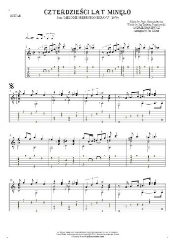 Czterdzieści Lat Minęło - Notes and tablature for guitar solo (fingerstyle)