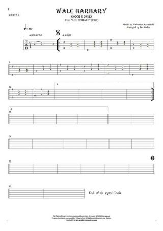 Walc Barbary (Noce i Dnie) - Tablature for guitar solo (fingerstyle)